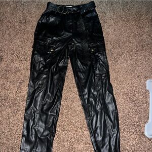 Jason Wu Black Leather Cargo Pants